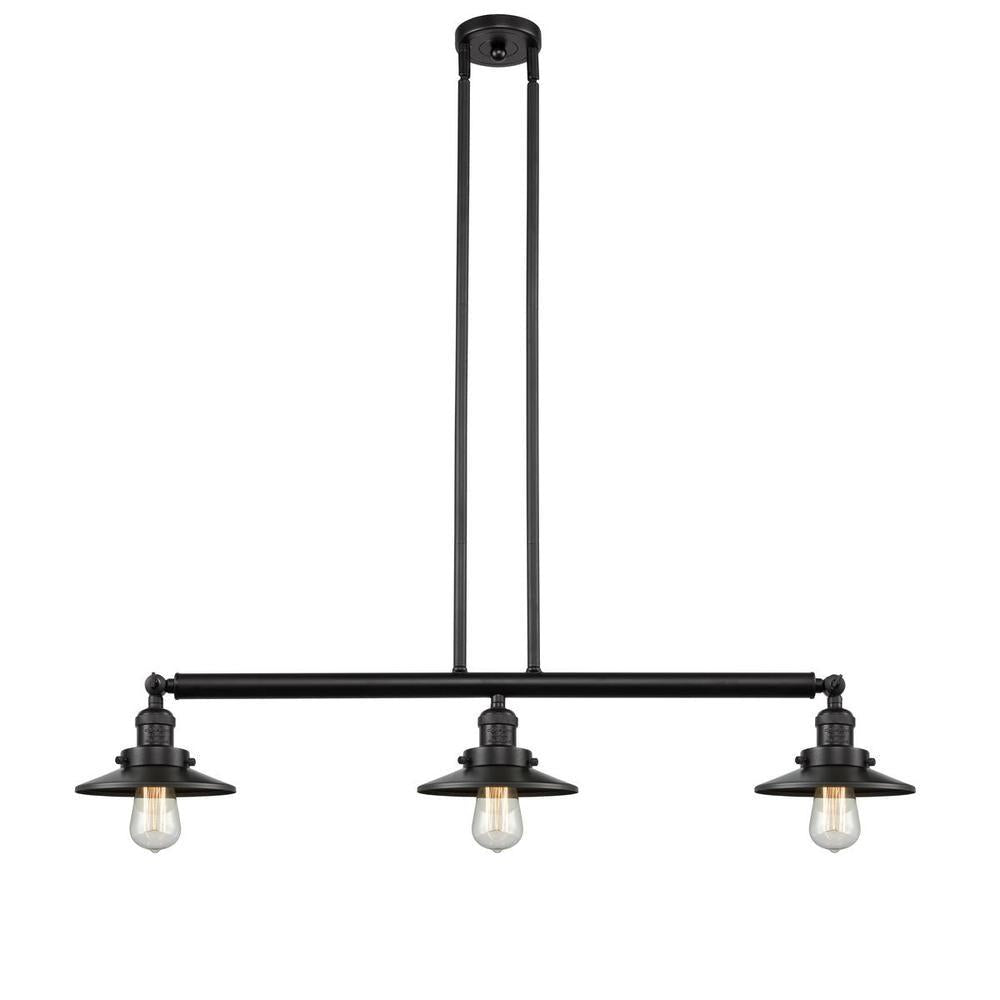 Railroad - 3 Light - 41 inch - Oil Rubbed Bronze - Stem Hung - Adjustable Island Light