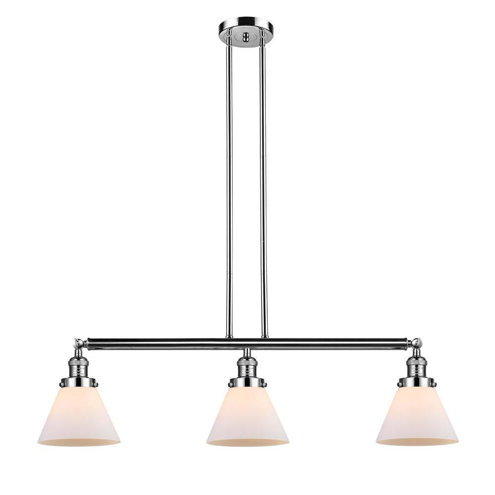 Cone - 3 Light - 40 inch - Polished Nickel - Stem Hung - Adjustable Island Light