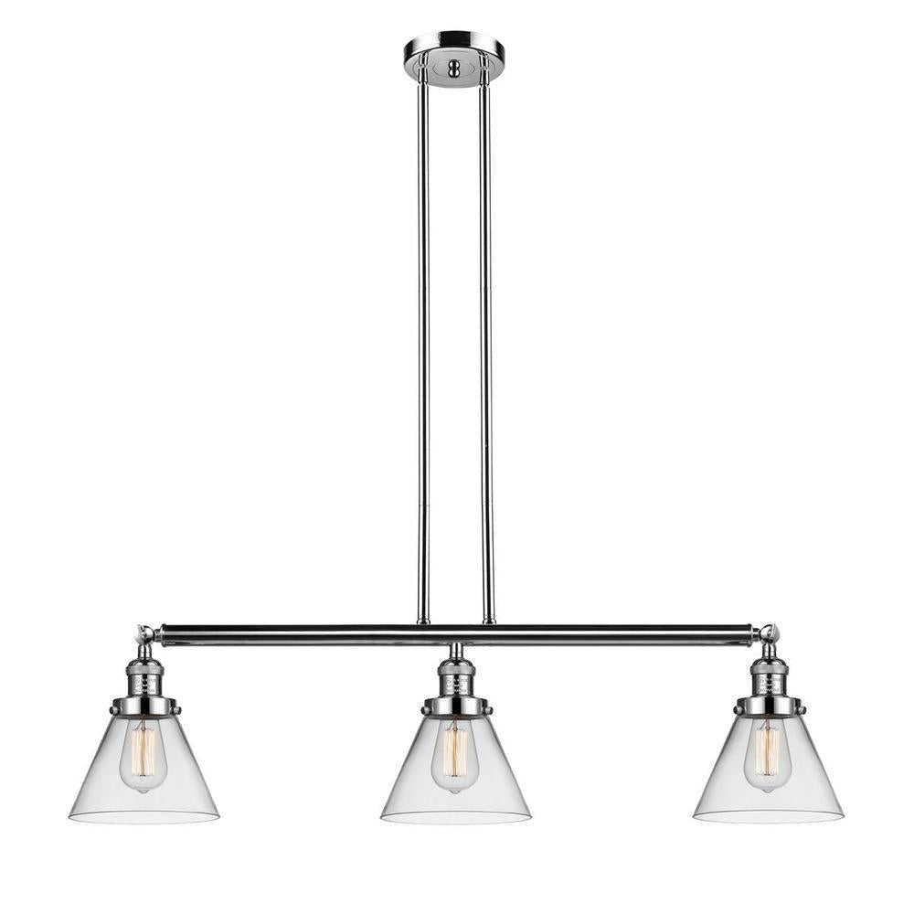 Cone - 3 Light - 40 inch - Polished Nickel - Stem Hung - Adjustable Island Light