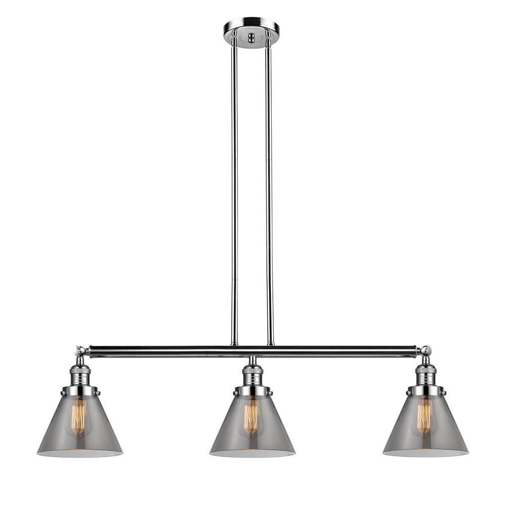 Cone - 3 Light - 40 inch - Polished Nickel - Stem Hung - Adjustable Island Light