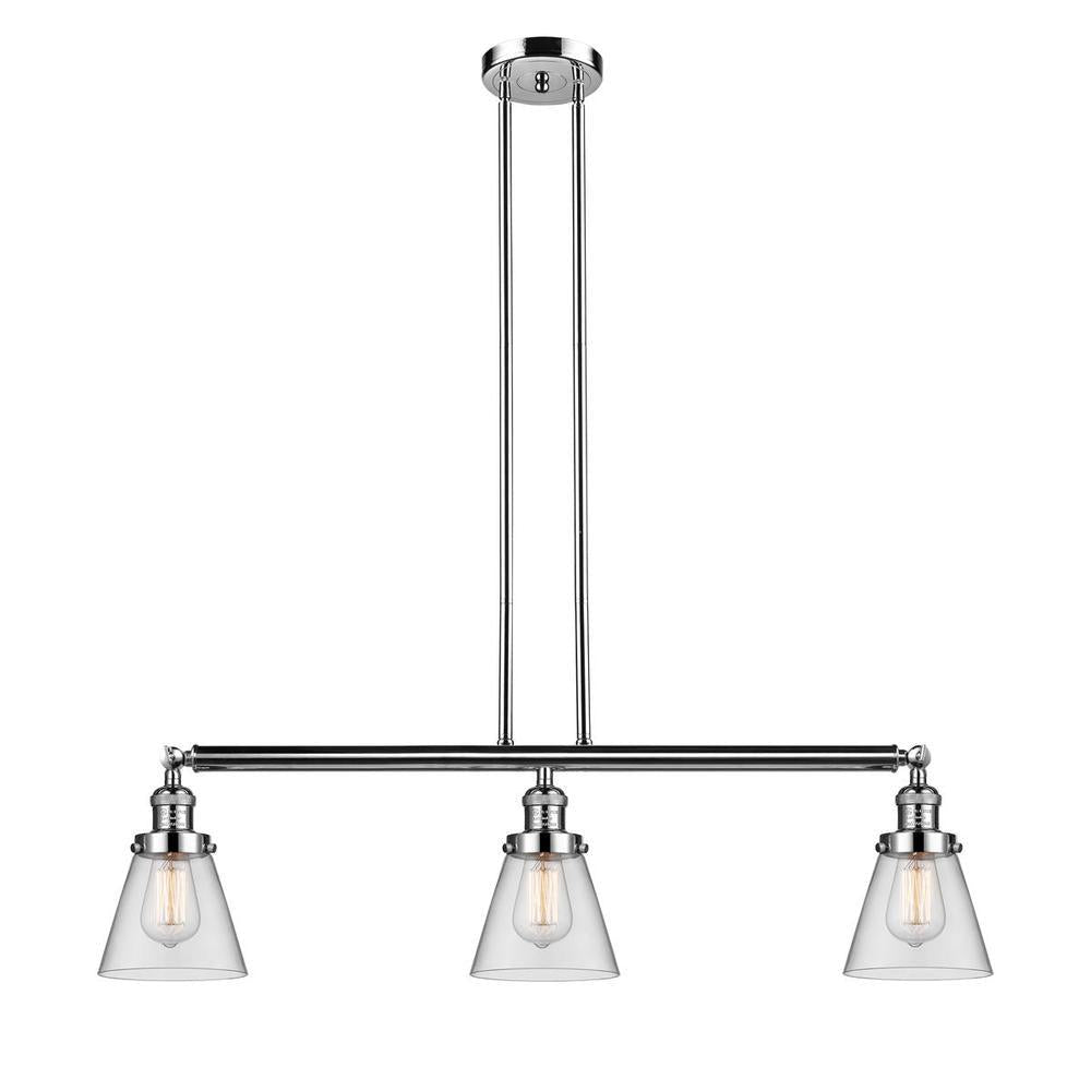 Cone - 3 Light - 39 inch - Polished Nickel - Stem Hung - Adjustable Island Light