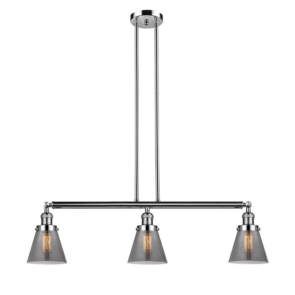Cone - 3 Light - 39 inch - Polished Nickel - Stem Hung - Adjustable Island Light