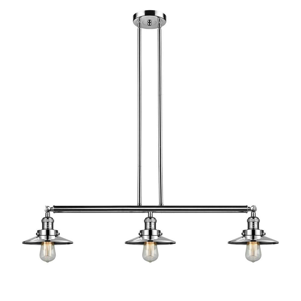 Railroad - 3 Light - 41 inch - Polished Nickel - Stem Hung - Adjustable Island Light