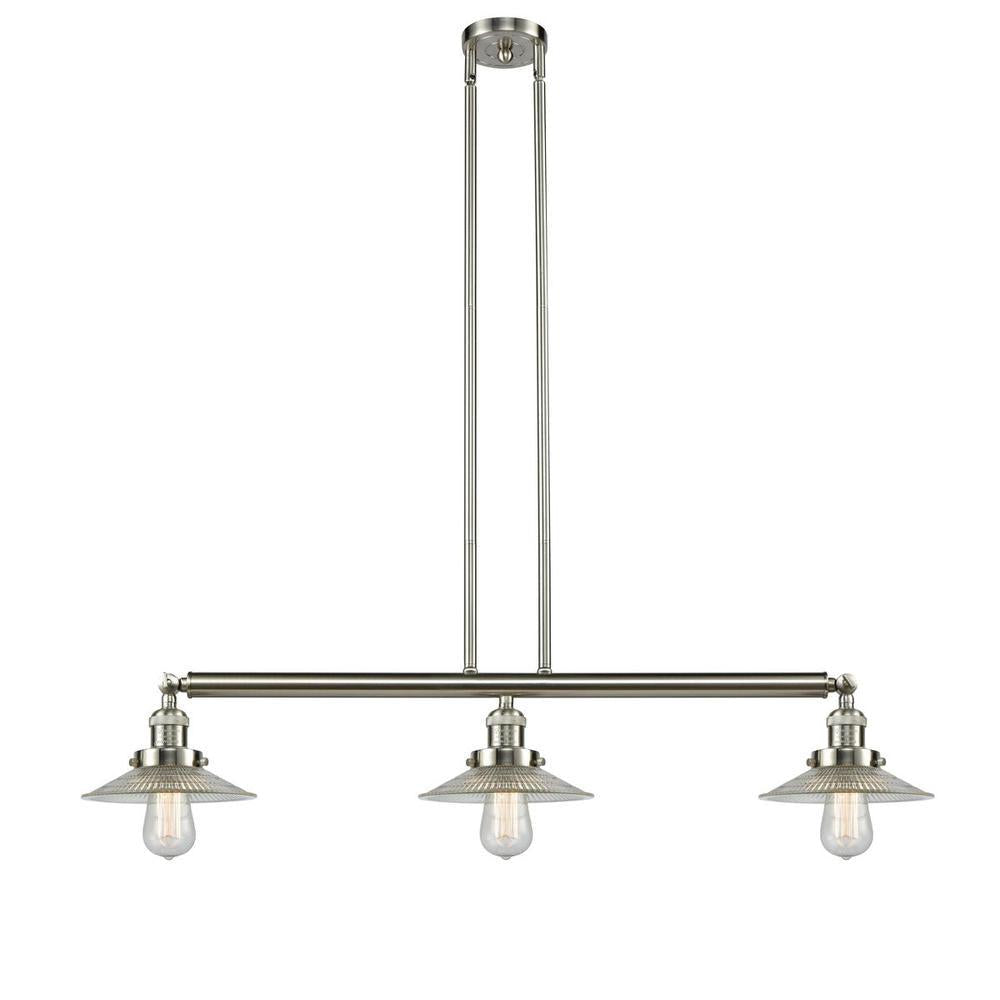 Halophane - 3 Light - 41 inch - Brushed Satin Nickel - Stem Hung - Adjustable Island Light