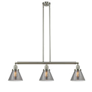 Cone - 3 Light - 40 inch - Brushed Satin Nickel - Stem Hung - Adjustable Island Light