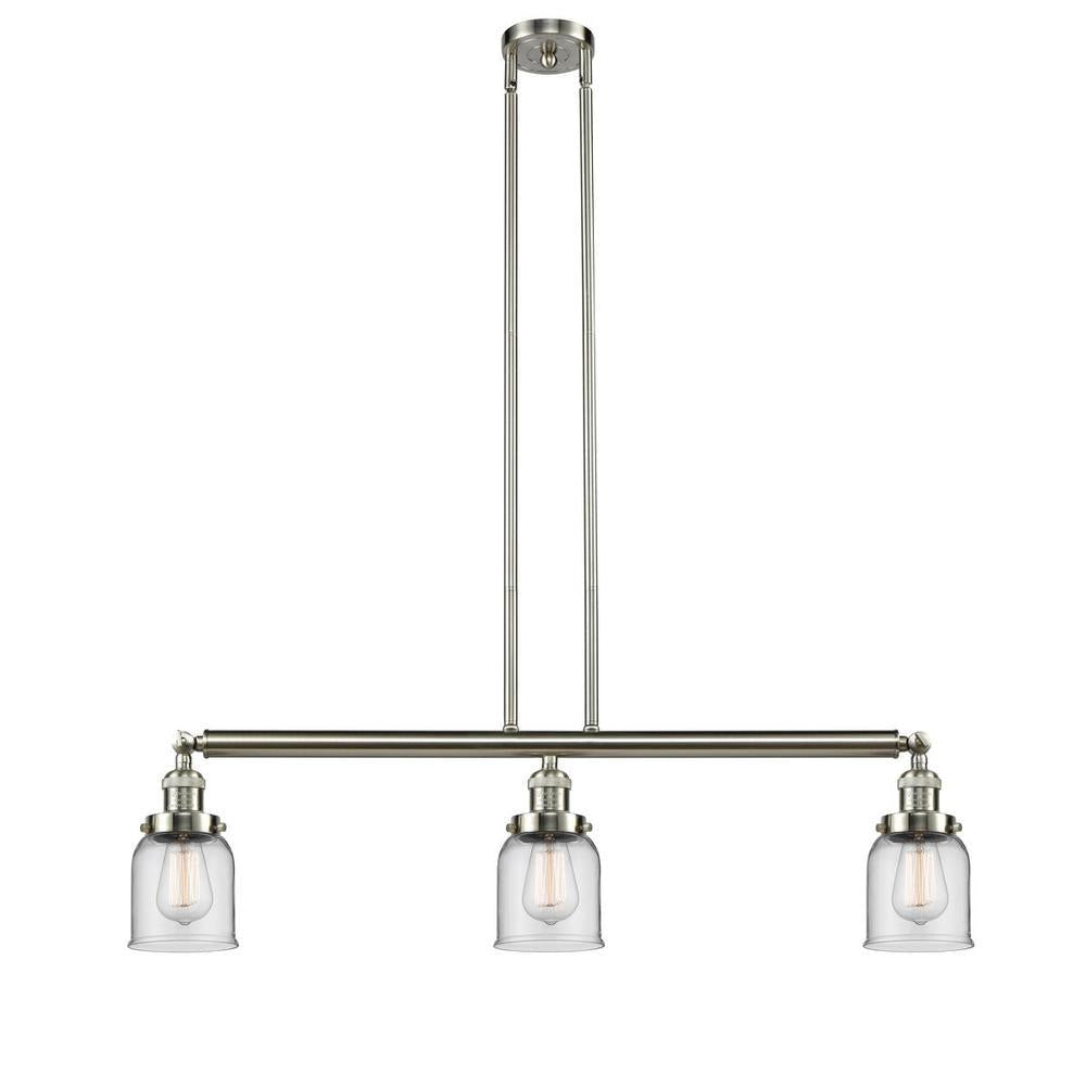 Bell - 3 Light - 38 inch - Brushed Satin Nickel - Stem Hung - Adjustable Island Light