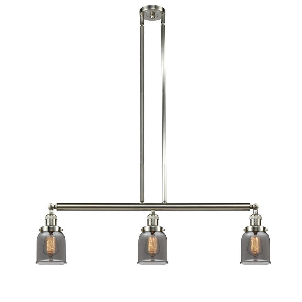 Bell - 3 Light - 38 inch - Brushed Satin Nickel - Stem Hung - Adjustable Island Light