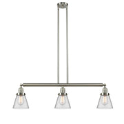 Cone - 3 Light - 39 inch - Brushed Satin Nickel - Stem Hung - Adjustable Island Light