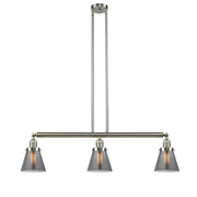Cone - 3 Light - 39 inch - Brushed Satin Nickel - Stem Hung - Adjustable Island Light