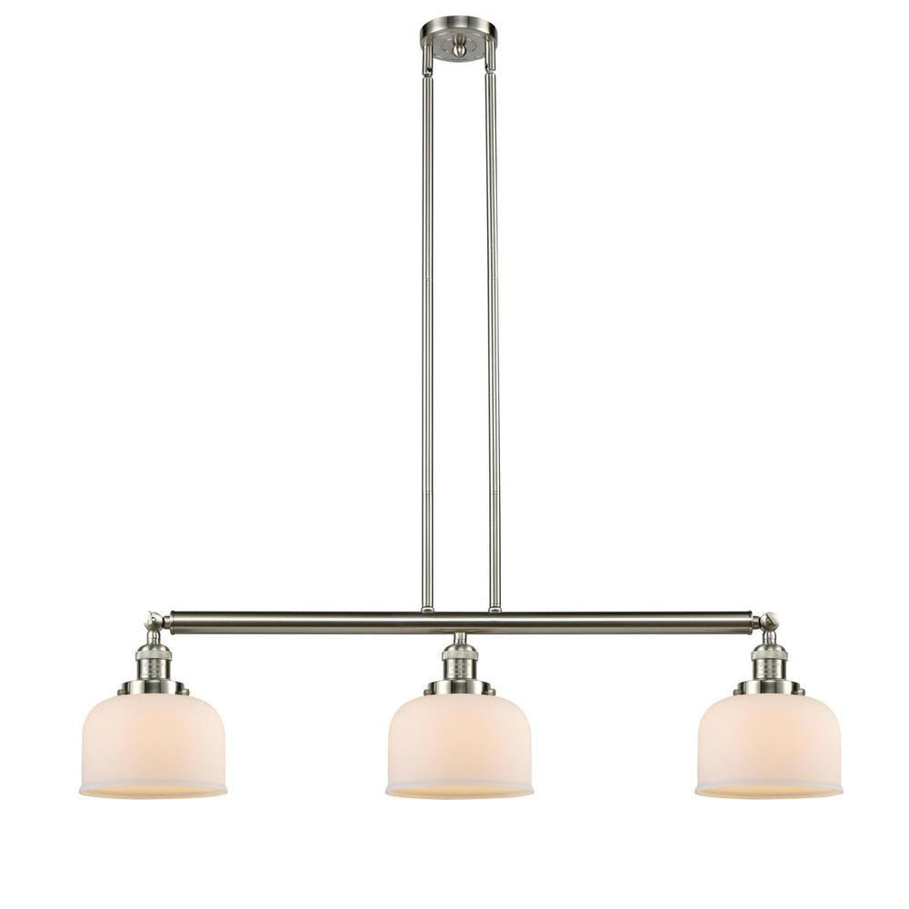 Bell - 3 Light - 41 inch - Brushed Satin Nickel - Stem Hung - Adjustable Island Light