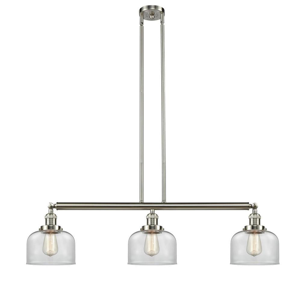 Bell - 3 Light - 41 inch - Brushed Satin Nickel - Stem Hung - Adjustable Island Light