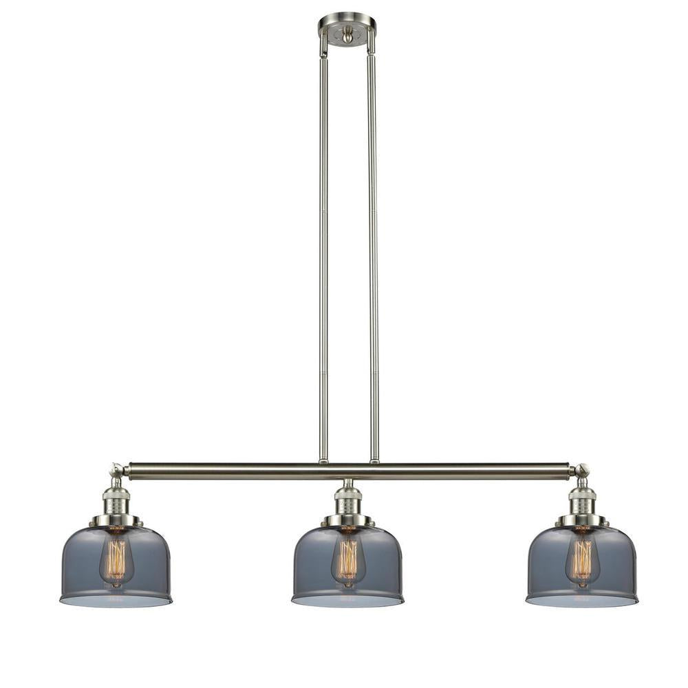 Bell - 3 Light - 41 inch - Brushed Satin Nickel - Stem Hung - Adjustable Island Light