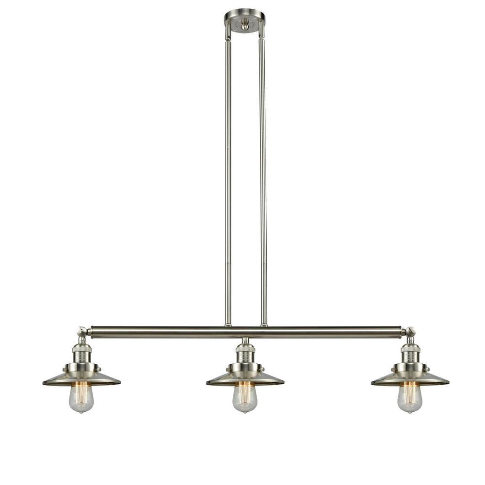 Railroad - 3 Light - 41 inch - Brushed Satin Nickel - Stem Hung - Adjustable Island Light