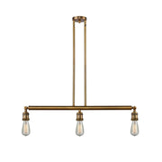 Bare Bulb - 3 Light - 38 inch - Brushed Brass - Stem Hung - Adjustable Island Light