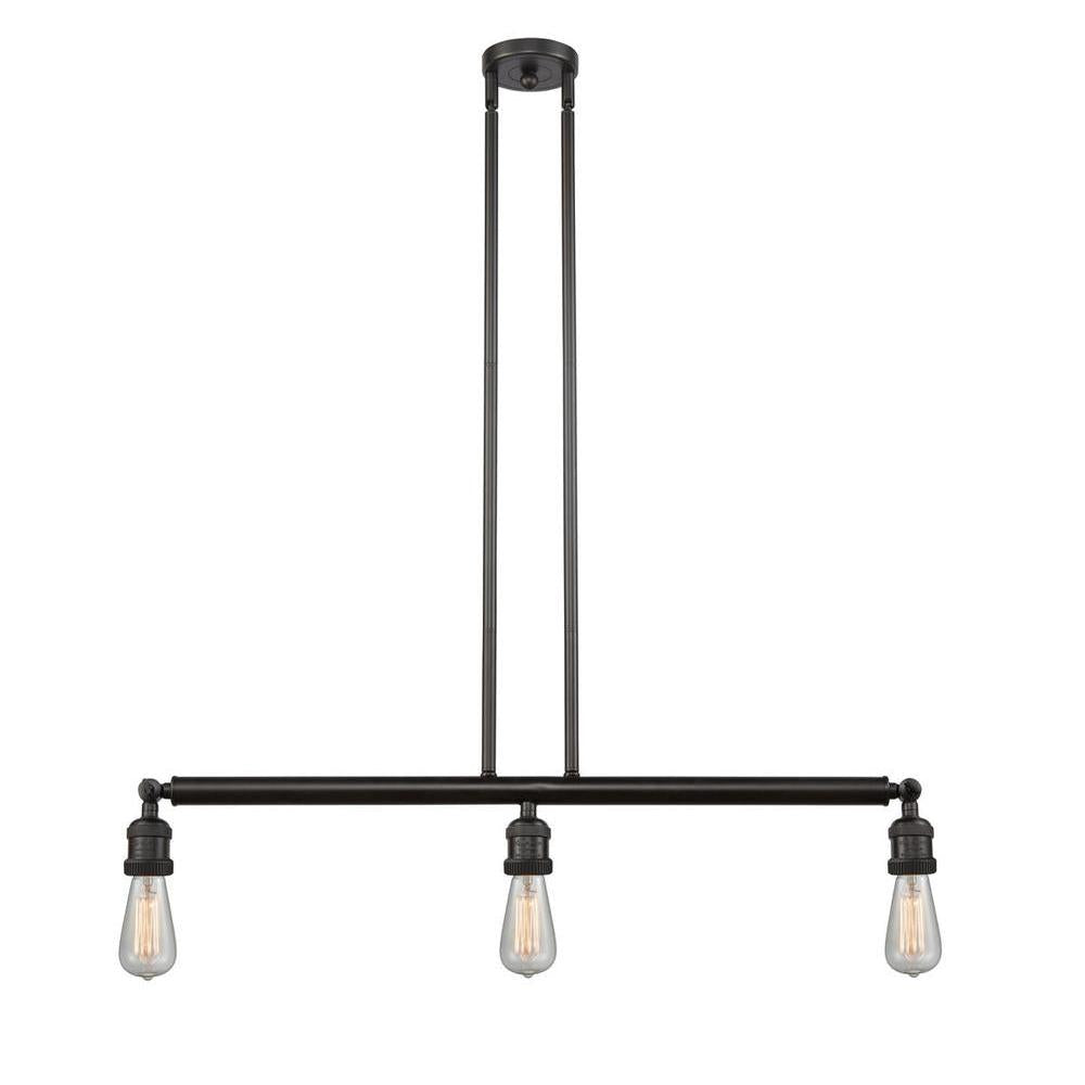 Bare Bulb - 3 Light - 38 inch - Oil Rubbed Bronze - Stem Hung - Adjustable Island Light
