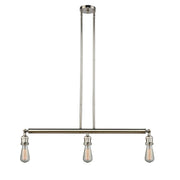 Bare Bulb - 3 Light - 38 inch - Polished Nickel - Stem Hung - Adjustable Island Light
