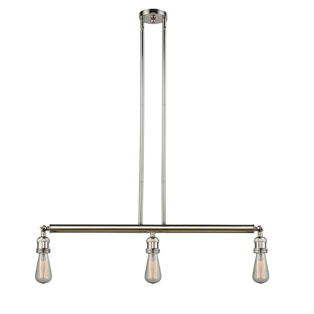 Bare Bulb - 3 Light - 38 inch - Polished Nickel - Stem Hung - Adjustable Island Light