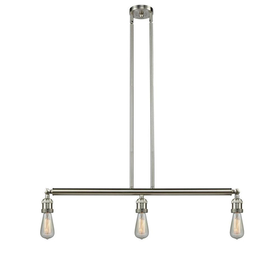 Bare Bulb - 3 Light - 38 inch - Brushed Satin Nickel - Stem Hung - Adjustable Island Light