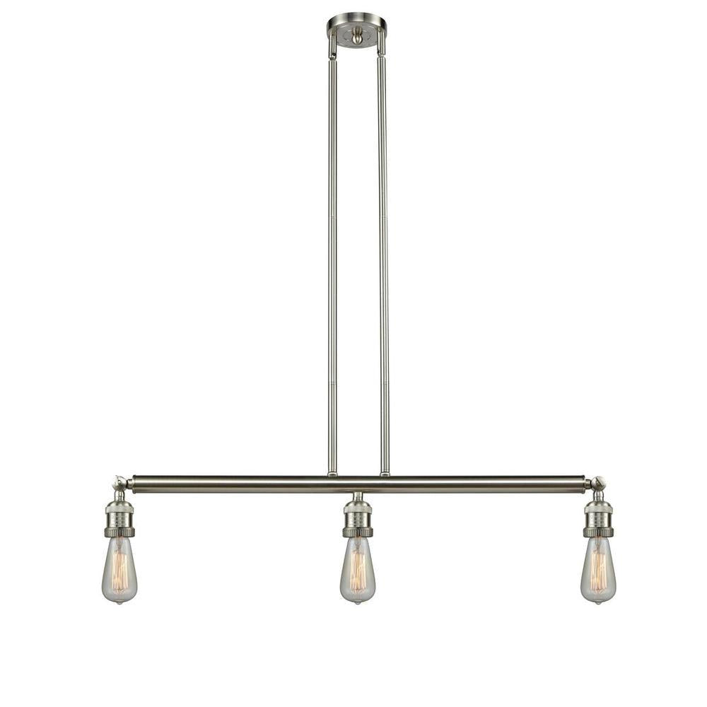 Bare Bulb - 3 Light - 38 inch - Brushed Satin Nickel - Stem Hung - Adjustable Island Light