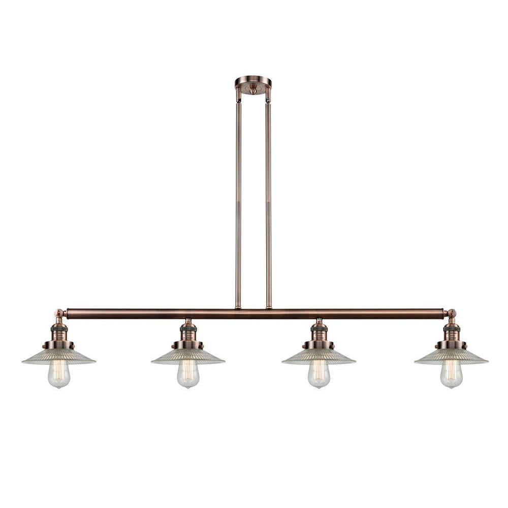 Halophane - 4 Light - 53 inch - Antique Copper - Stem Hung - Island Light