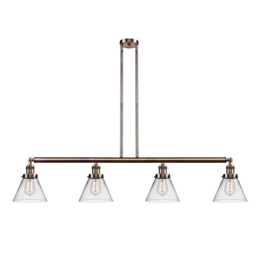 Cone - 4 Light - 52 inch - Antique Copper - Stem Hung - Island Light