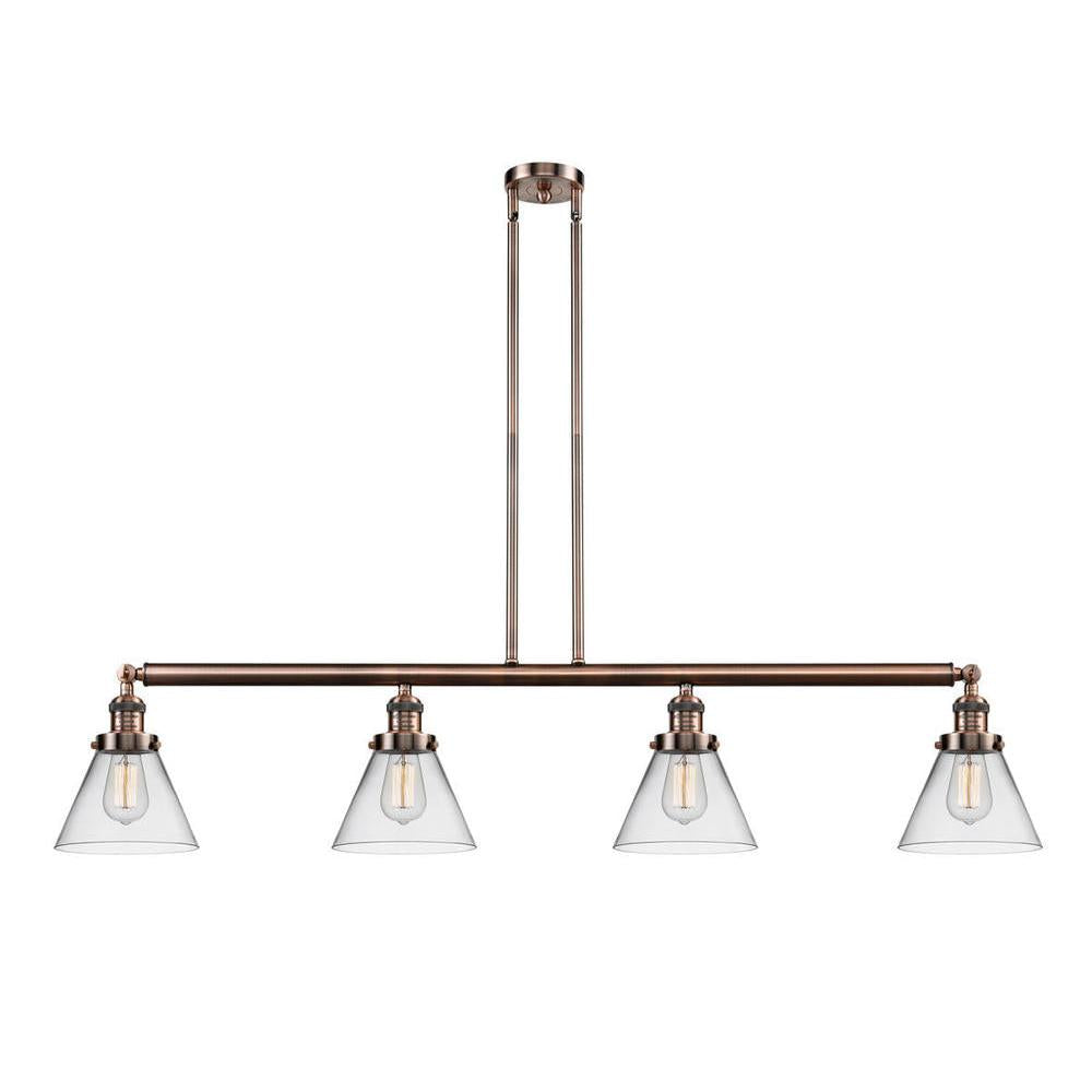 Cone - 4 Light - 52 inch - Antique Copper - Stem Hung - Island Light