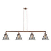 Cone - 4 Light - 52 inch - Antique Copper - Stem Hung - Island Light
