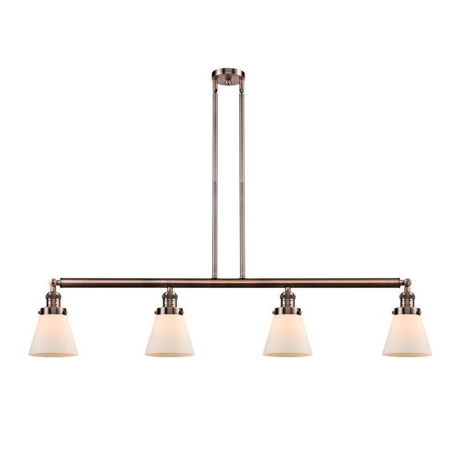 Cone - 4 Light - 51 inch - Antique Copper - Stem Hung - Island Light