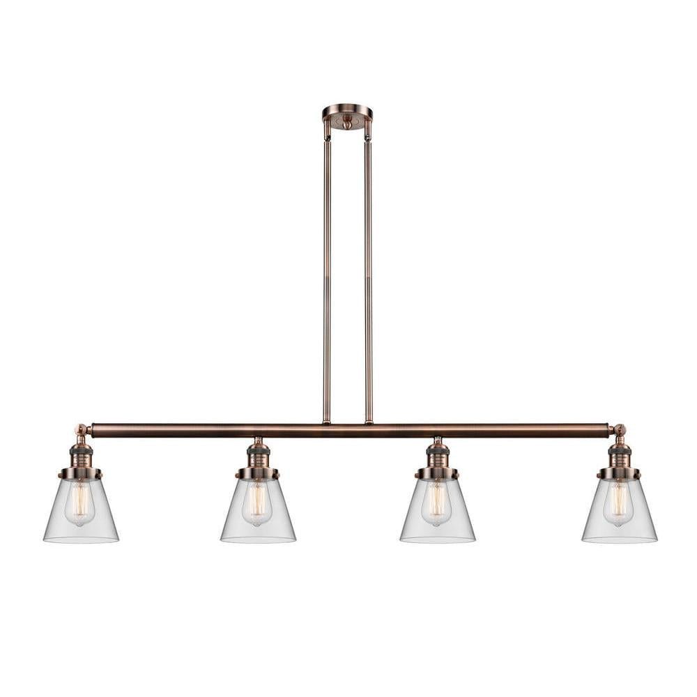 Cone - 4 Light - 51 inch - Antique Copper - Stem Hung - Island Light