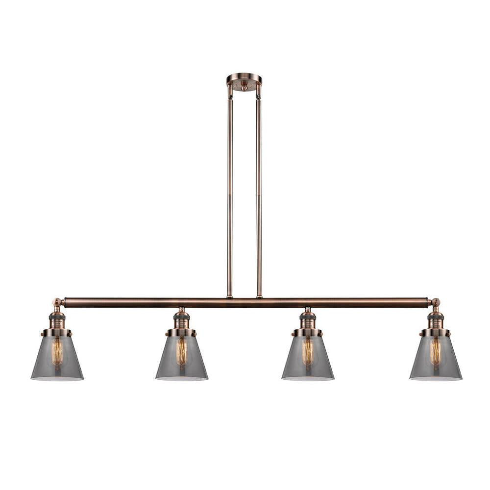 Cone - 4 Light - 51 inch - Antique Copper - Stem Hung - Island Light