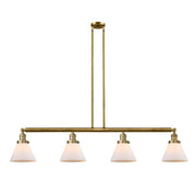 Cone - 4 Light - 52 inch - Brushed Brass - Stem Hung - Adjustable Island Light