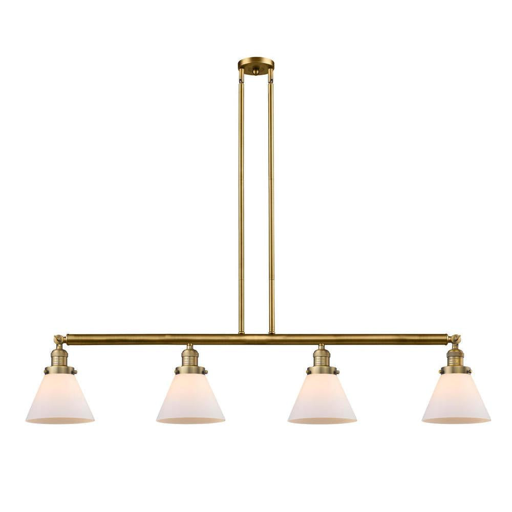 Cone - 4 Light - 52 inch - Brushed Brass - Stem Hung - Adjustable Island Light