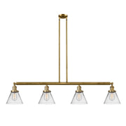 Cone - 4 Light - 52 inch - Brushed Brass - Stem Hung - Adjustable Island Light