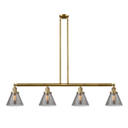 Cone - 4 Light - 52 inch - Brushed Brass - Stem Hung - Adjustable Island Light