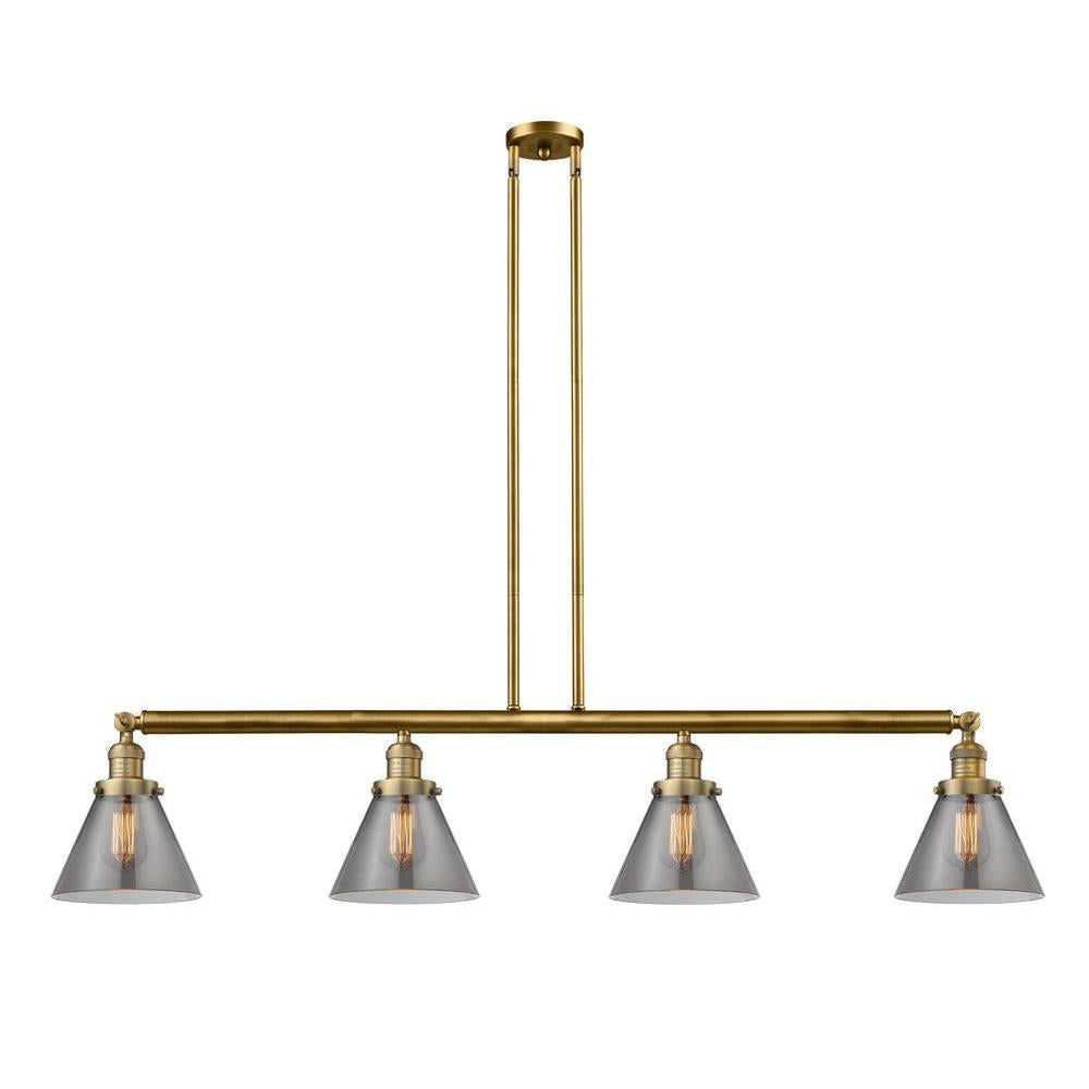 Cone - 4 Light - 52 inch - Brushed Brass - Stem Hung - Adjustable Island Light