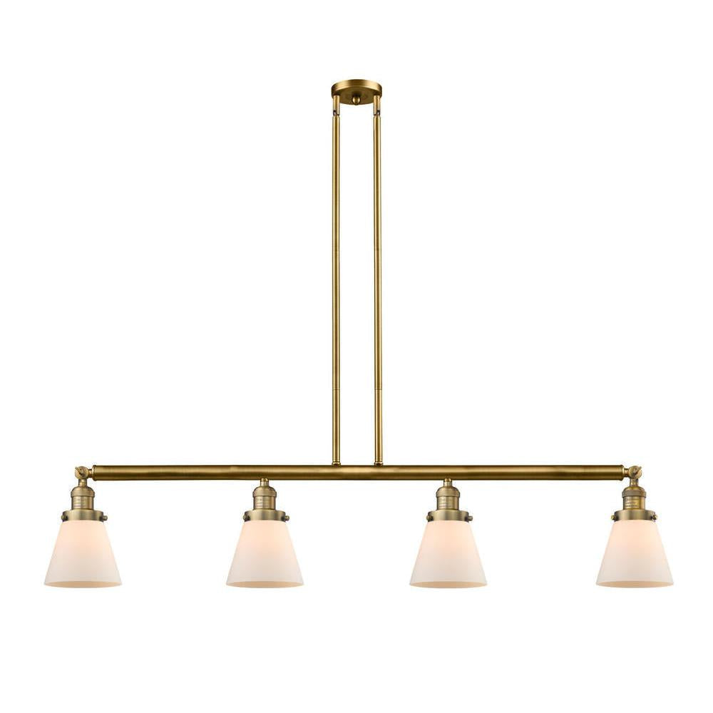Cone - 4 Light - 51 inch - Brushed Brass - Stem Hung - Adjustable Island Light