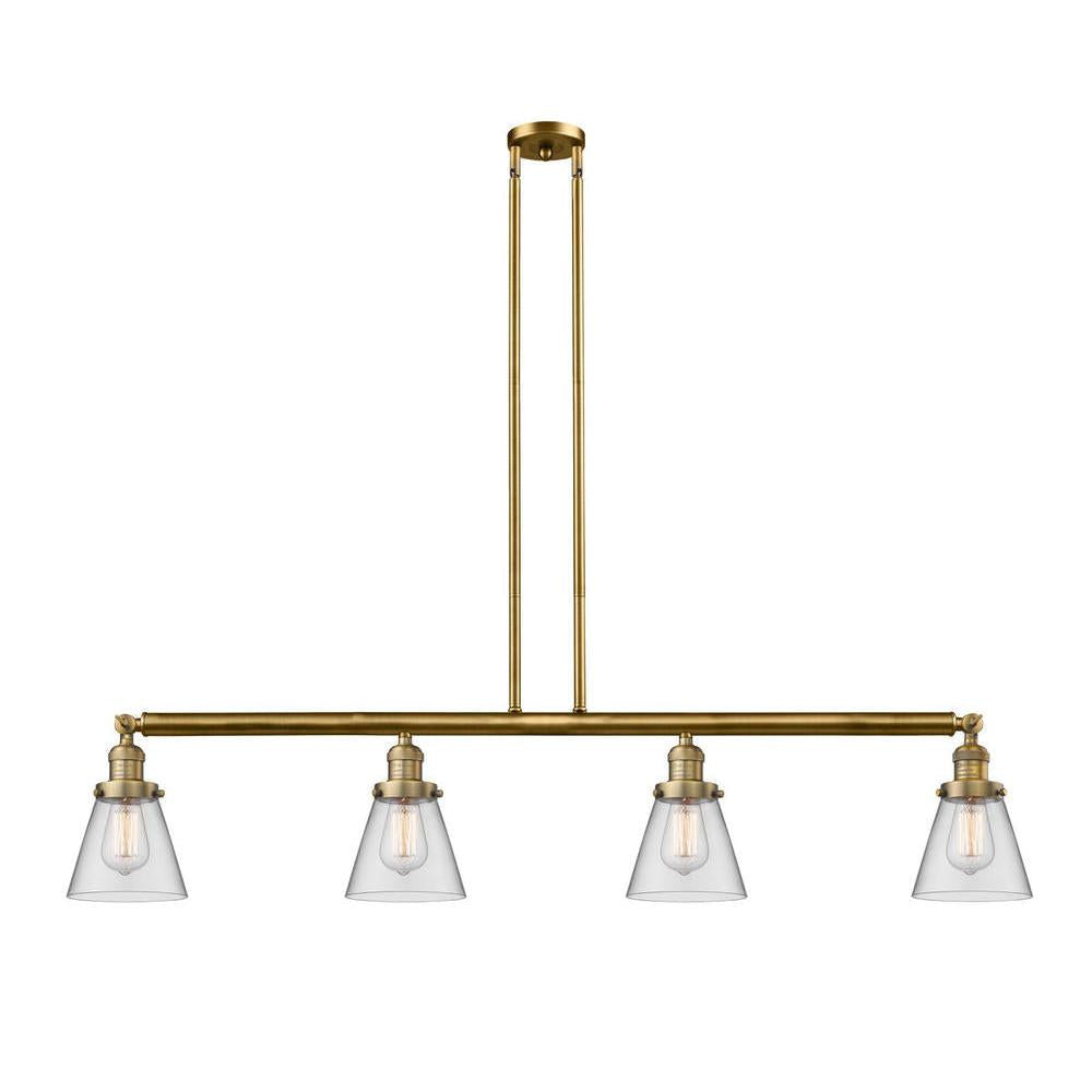 Cone - 4 Light - 51 inch - Brushed Brass - Stem Hung - Adjustable Island Light