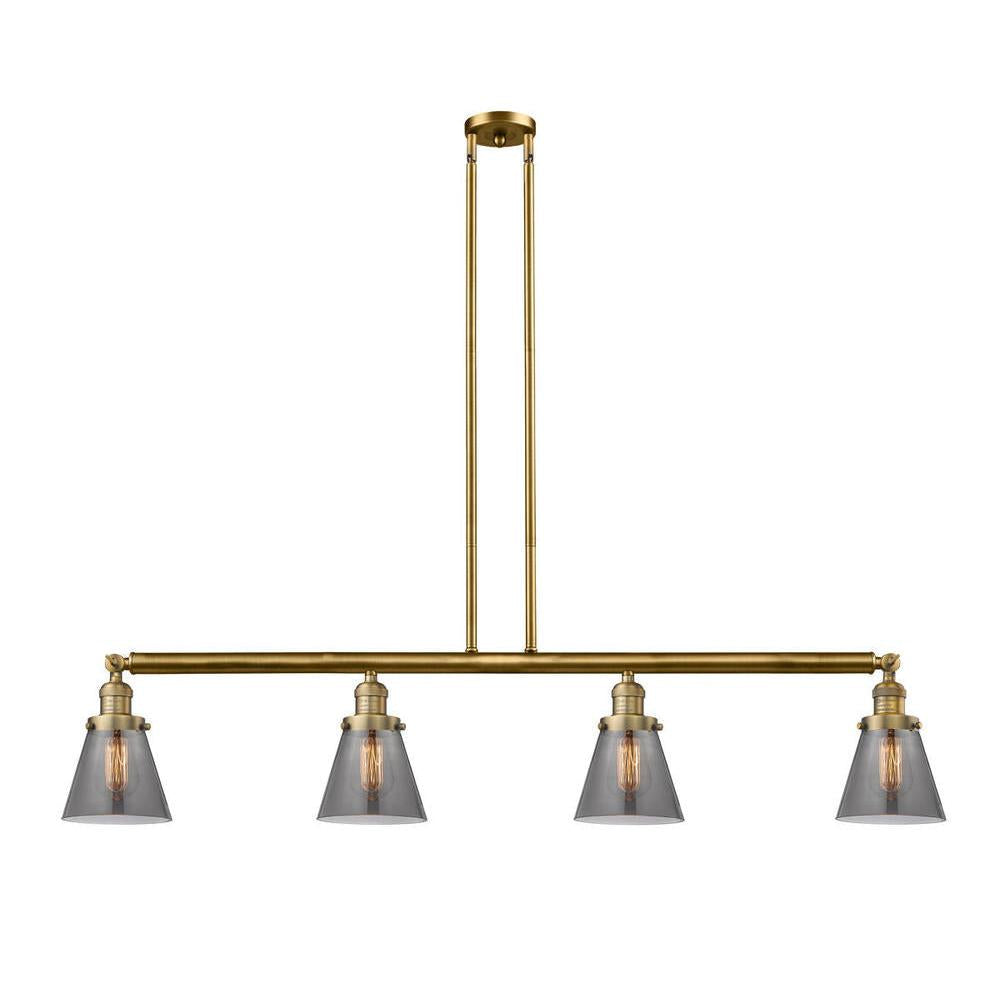 Cone - 4 Light - 51 inch - Brushed Brass - Stem Hung - Adjustable Island Light
