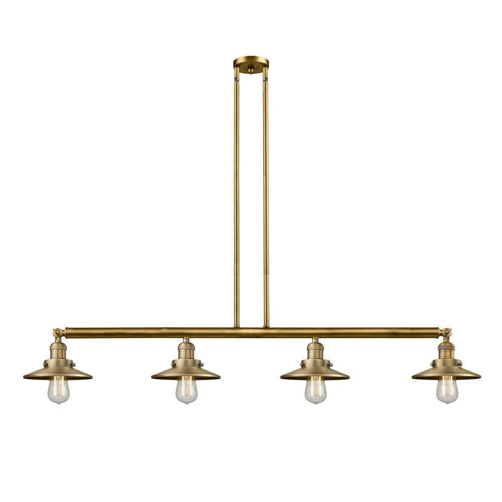 Railroad - 4 Light - 53 inch - Brushed Brass - Stem Hung - Adjustable Island Light