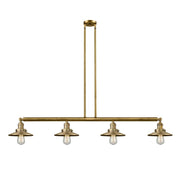 Railroad - 4 Light - 53 inch - Brushed Brass - Stem Hung - Adjustable Island Light