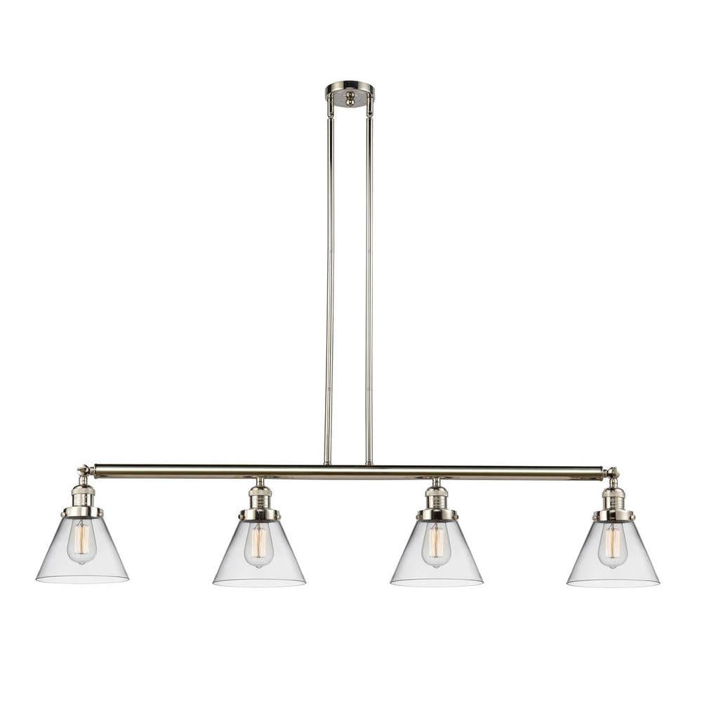 Cone - 4 Light - 52 inch - Polished Nickel - Stem Hung - Adjustable Island Light