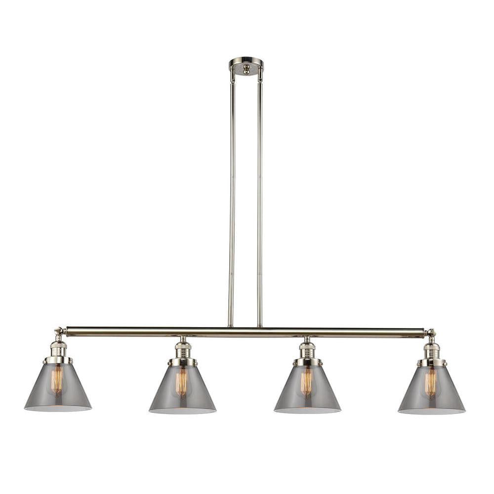 Cone - 4 Light - 52 inch - Polished Nickel - Stem Hung - Adjustable Island Light
