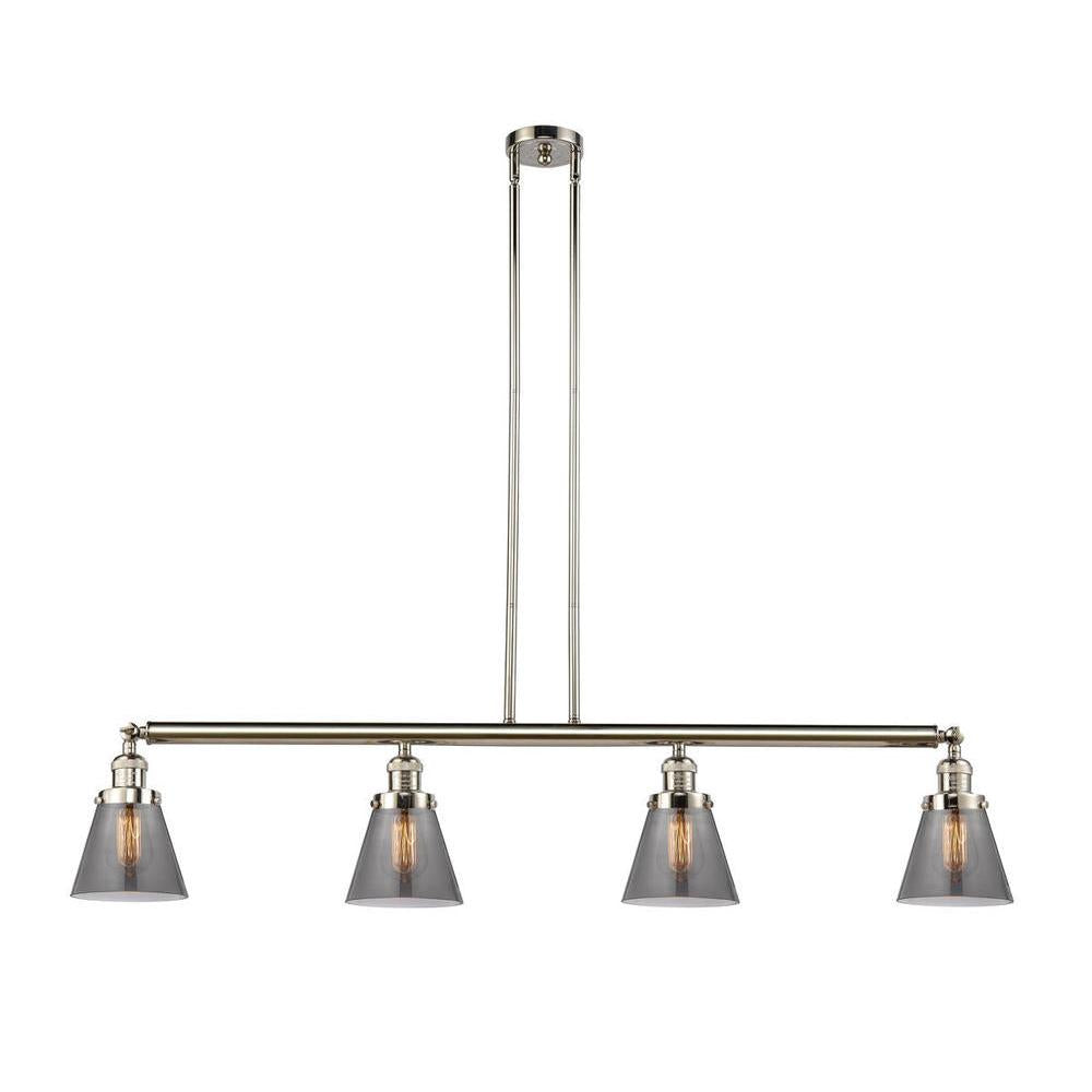 Cone - 4 Light - 51 inch - Polished Nickel - Stem Hung - Adjustable Island Light