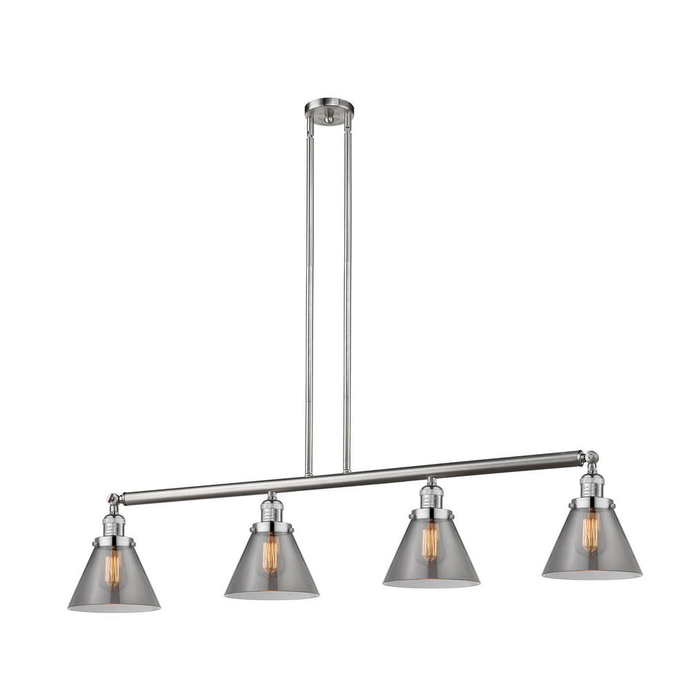 Cone - 4 Light - 52 inch - Brushed Satin Nickel - Stem Hung - Adjustable Island Light
