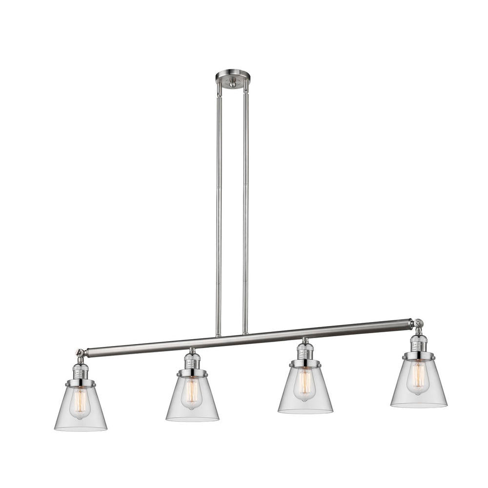 Cone - 4 Light - 51 inch - Brushed Satin Nickel - Stem Hung - Adjustable Island Light