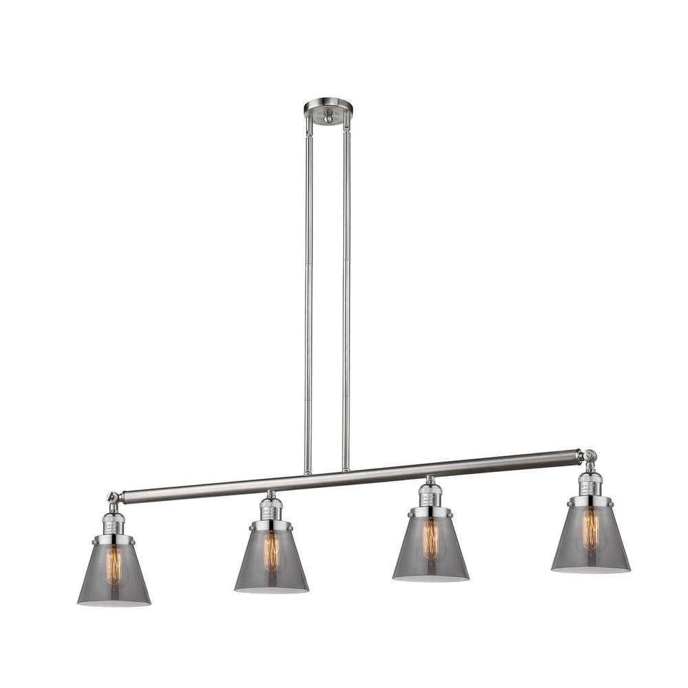 Cone - 4 Light - 51 inch - Brushed Satin Nickel - Stem Hung - Adjustable Island Light