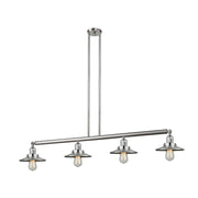 Railroad - 4 Light - 53 inch - Brushed Satin Nickel - Stem Hung - Adjustable Island Light
