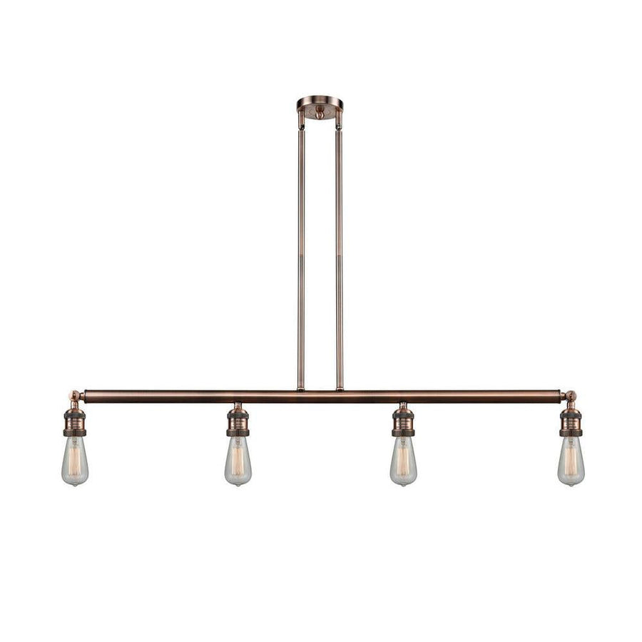 Bare Bulb - 4 Light - 48 inch - Antique Copper - Stem Hung - Island Light