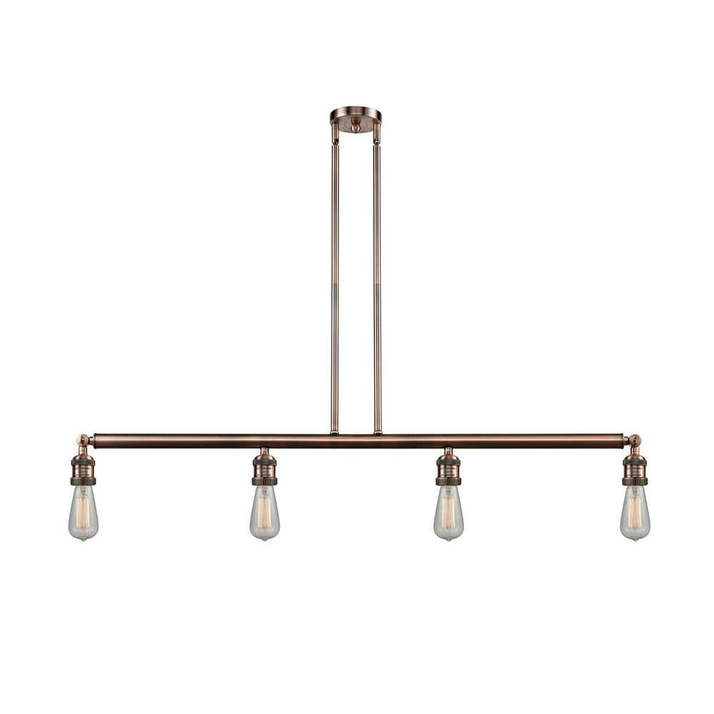 Bare Bulb - 4 Light - 48 inch - Antique Copper - Stem Hung - Island Light