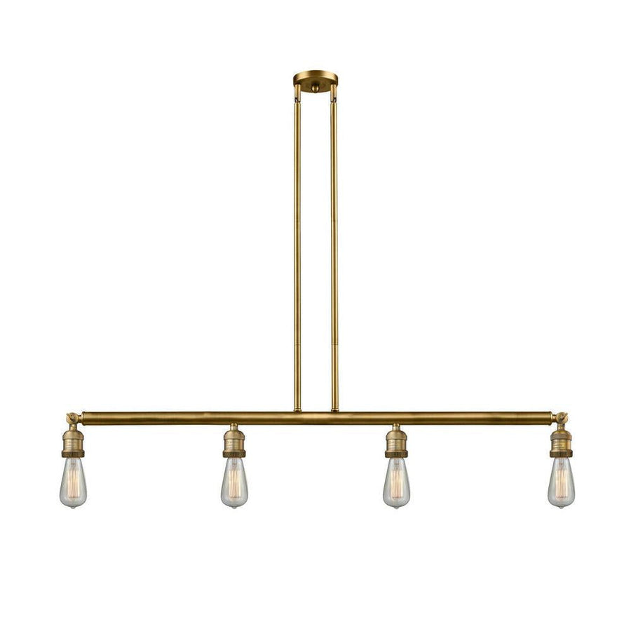 Bare Bulb - 4 Light - 48 inch - Brushed Brass - Stem Hung - Adjustable Island Light